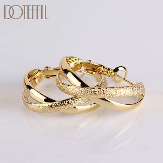 925 Sterling Silver Gold Matte Rose Gold Earrings for Women Jewelry Cute Romantic Jewelry Wedding Party Gift