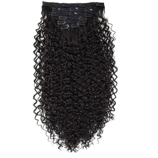 26 Inch Kinky Curly Clip in Hair Extension, Double Weft Full Head Japanese Heat Resistance Fiber 140G Synthetic Hair Extensions for Women 7Pieces (#2)